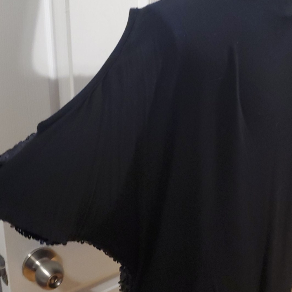 VENUS black sequin front cold shoulder top - Picture 5 of 5